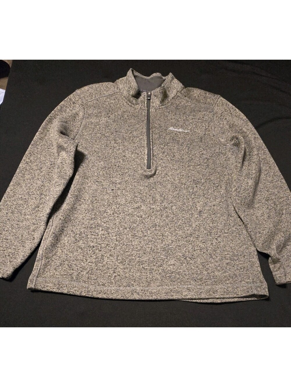Eddie Bauer Gray Heathered Pull Over 1/4 Zipup Size XL Quarter Zip